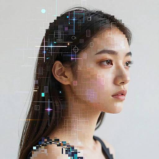 Digital Mosaic Cyber-Art Portrait