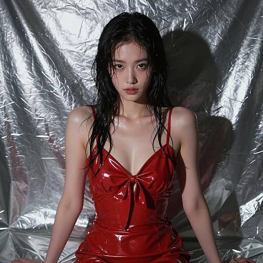 Dramatic Portrait of Woman in Red