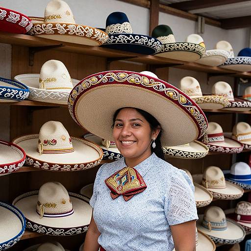 Woman Displaying Vibrant Mexican Hats
