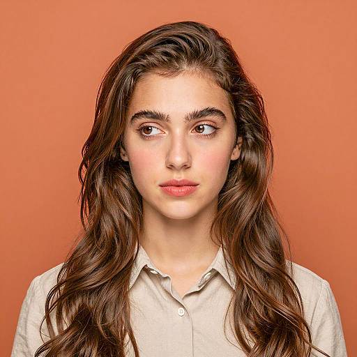 Young Woman Portrait with Orange Background