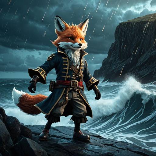 Anthropomorphic Fox Pirate on Cliffside