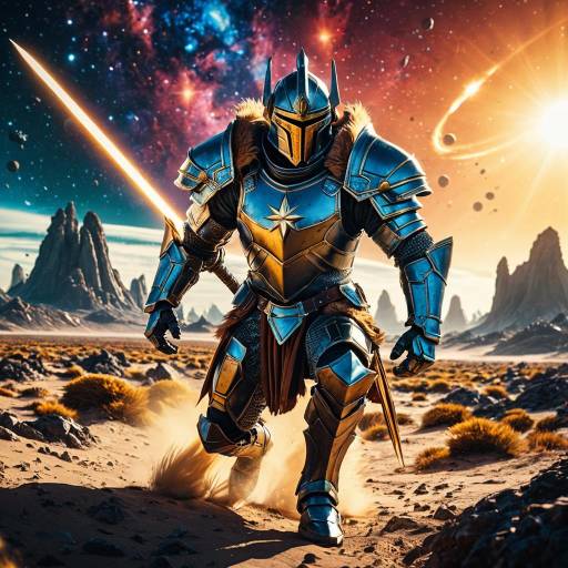 Valiant Cosmic Knight in Alien Landscape