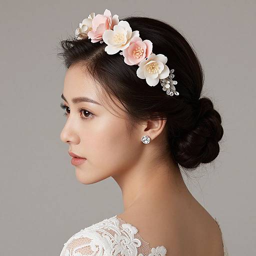 Elegant Bridal Portrait with Floral Headpiece