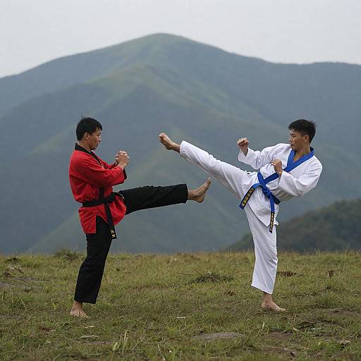 Martial Arts Training on Mountain Plateau