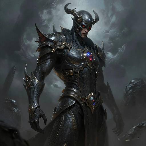 Futuristic Dark Warrior in Intricate Armor