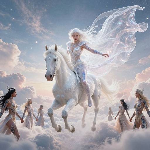 Celestial Female Warrior on White Horse