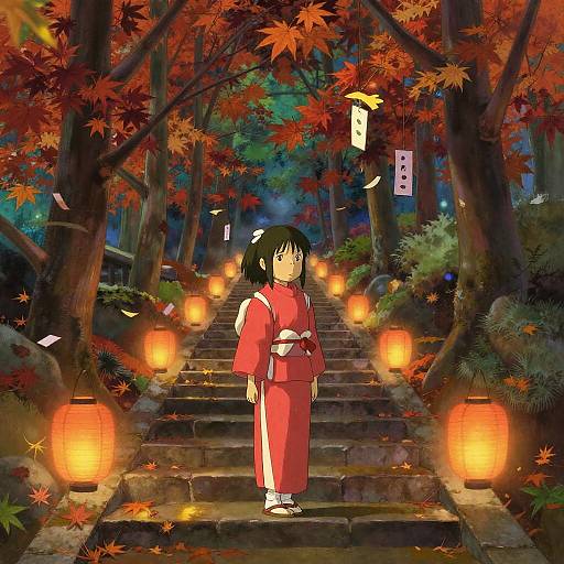 Autumn Maple Forest Fantasy Scene