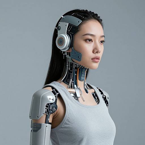 Futuristic Cybernetic Woman with Circuits