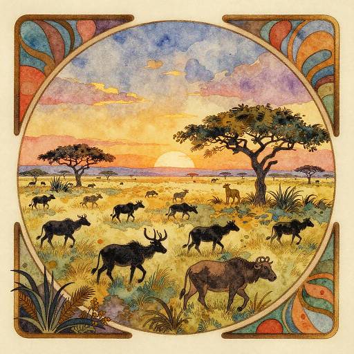 Surreal Savannah Tattoo Art Landscape