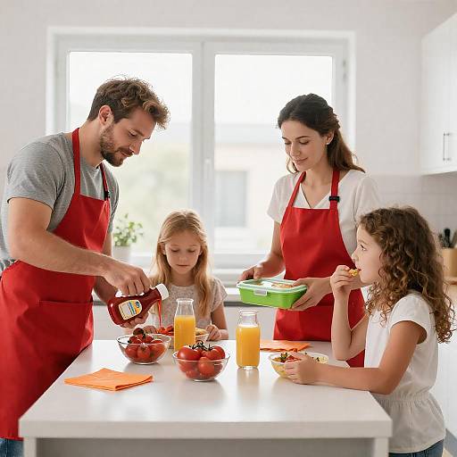 Family Lunch Preparation in Bright Kitchen