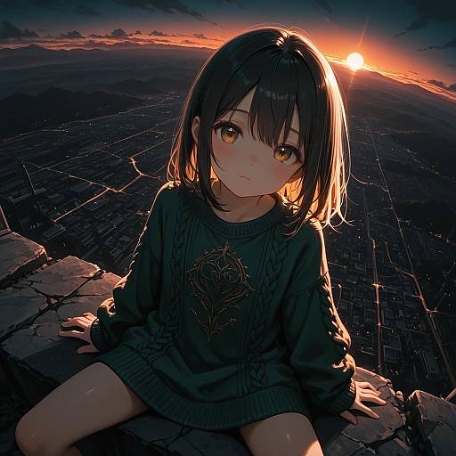 Sunset Backlit Girl in Oversized Sweater