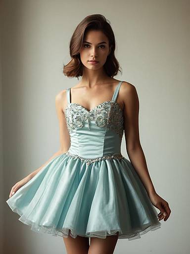 Waist-Up Portrait of Woman in Mini Ballgown