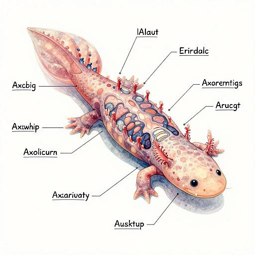 Watercolor Axolotl Scientific Illustration