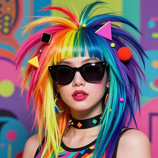 Surreal Biopunk Humanoid with Lisa Frank Hair