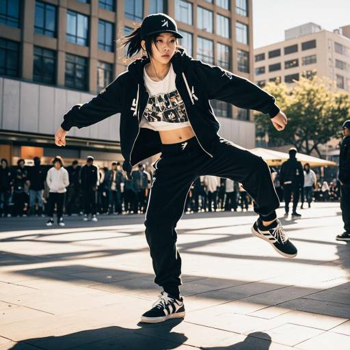 Young Woman Hip-Hop Dancer in Urban Plaza