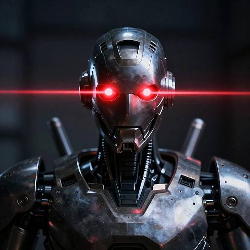 Futuristic Humanoid Robot with Laser Eyes