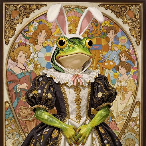 Ultrarealistic Anime Frog in Bunny Costume
