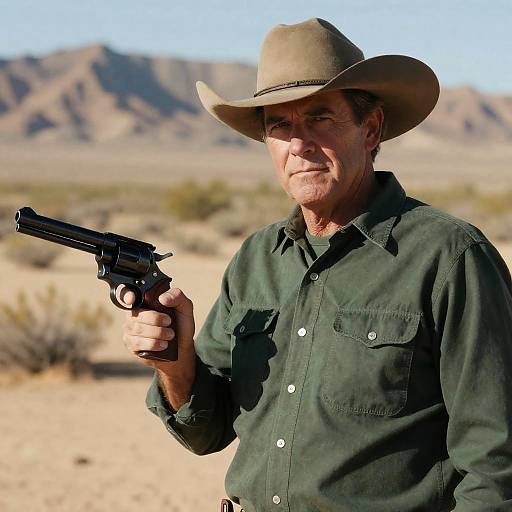 Desert Cowboy with Revolver Photograph