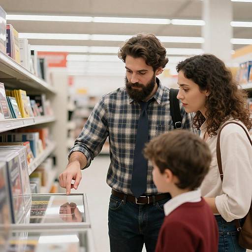 Bearded Man Pointing at Display