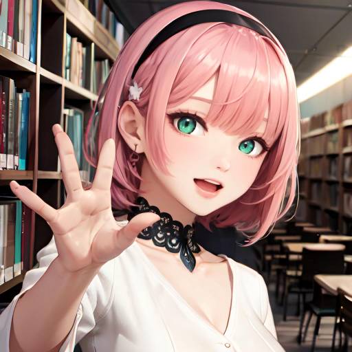 Chika Fujiwara in a Dynamic Library Scene