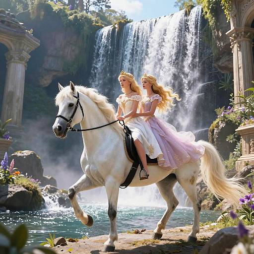 Blonde Princesses on White Unicorns