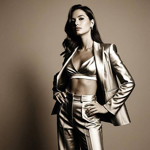 Woman in Silver Outfit with Sepia Effect