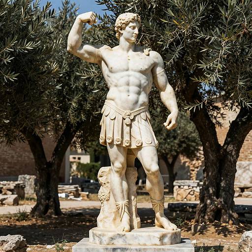 Muscular Ancient Greek Warrior Statue