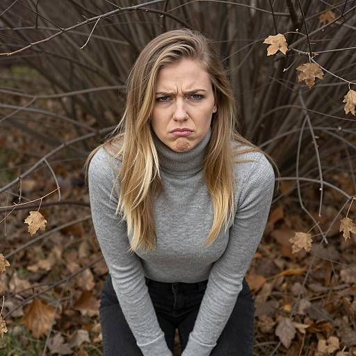 Annoyed Woman in Brown Bush