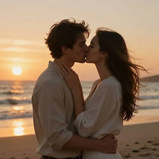 Golden Twilight Kiss Embrace