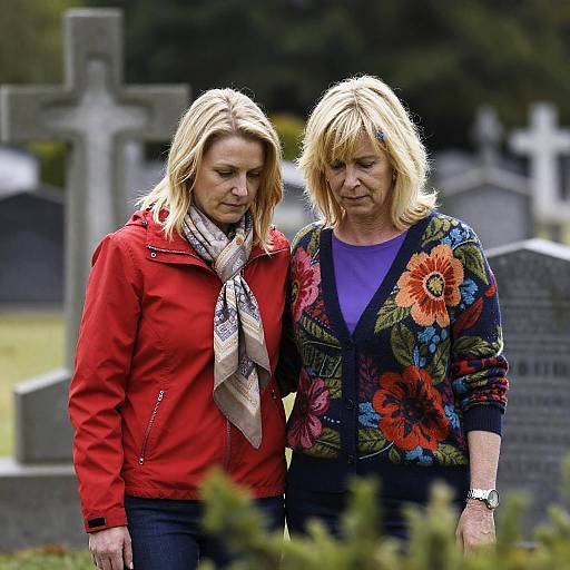 Somber Sisterhood in a Serene Cemetery