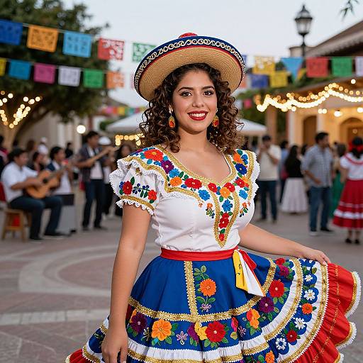 Vibrant Woman in Spanish Fiesta Dress