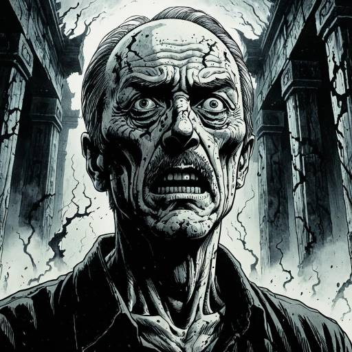 Eerie Middle-Aged Man in Ruined Temple