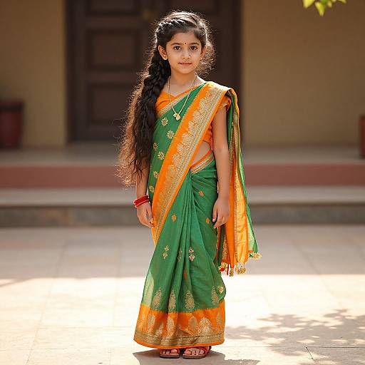Graceful Young Woman in Traditional Saree