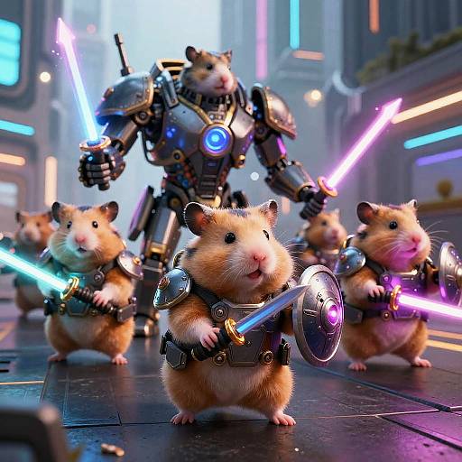 Cyberpunk Hamster Army Marching