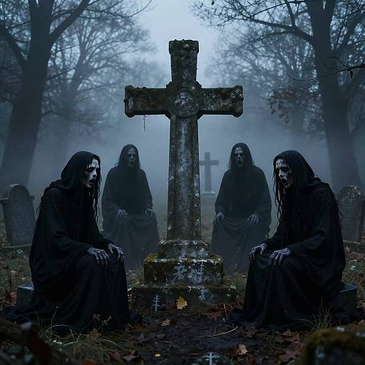 Five Spectral Banshees at Grave