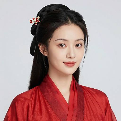 Elegant Lady in Red Pendant