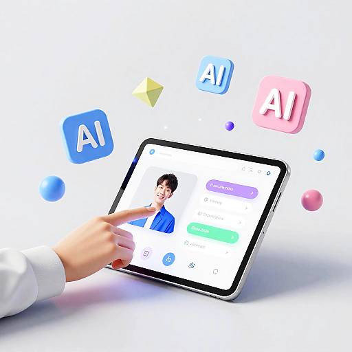 Uploading Image to AI on Futuristic Tablet