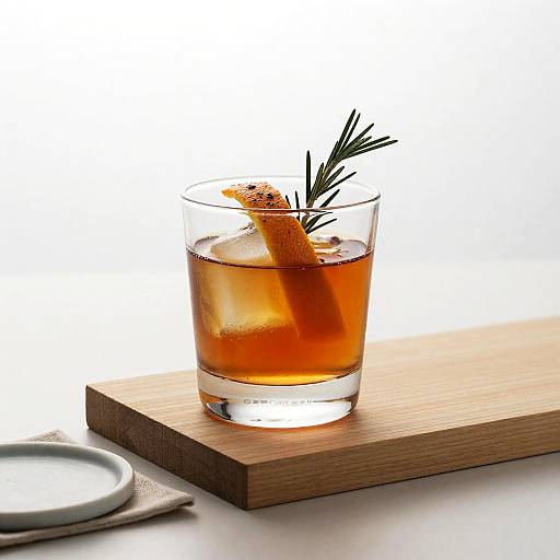 Demerara Rum Old-Fashioned Minimalist Still-Life