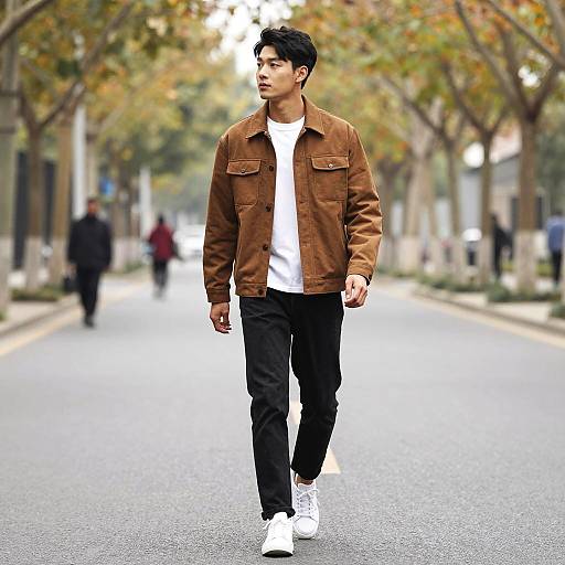 Stylish Young Man Walking Autumn Street
