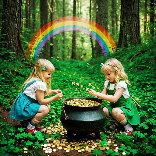 Girls Trapping Leprechauns in Forest