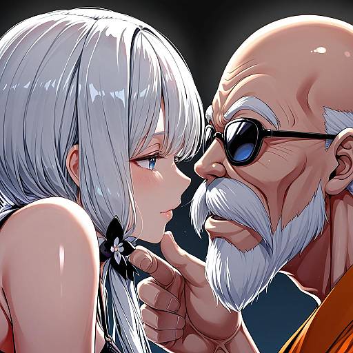 Illustration of Muten roushi, dragon ball in the style of Neropaso