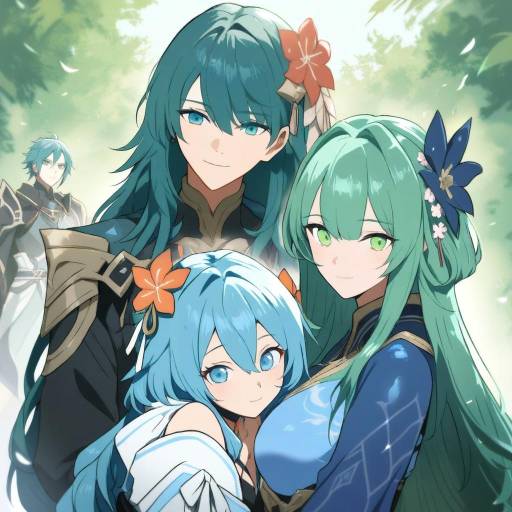 Byleth Surrounded by Enchanting Girls