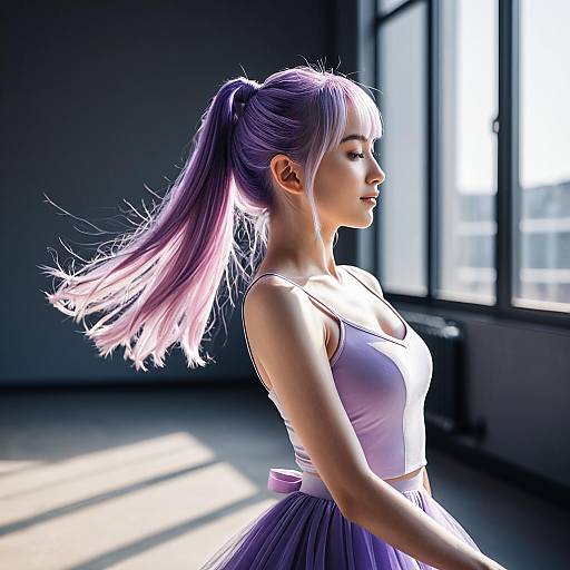 Graceful Female Dancer with Lavender Hair