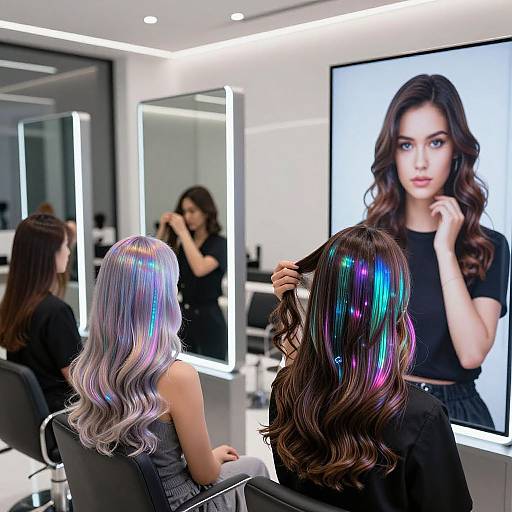 Futuristic Salon with Holographic Wigs