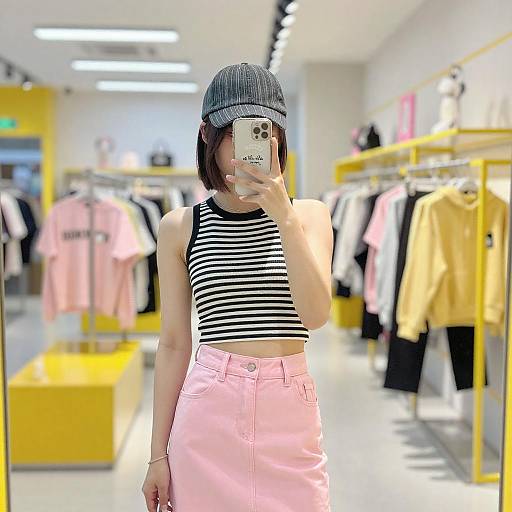 Young Woman Mirror Selfie in Store