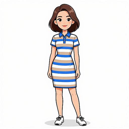 Smiling Woman in Casual Polo Dress