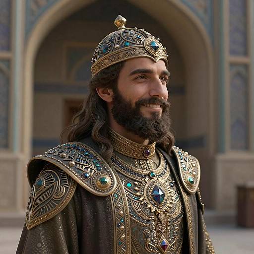 Ancient Royal Man in Ornate Armor