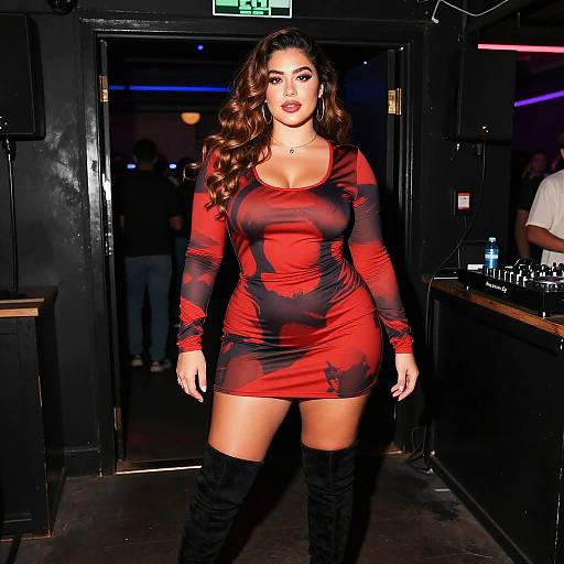 Plus-Size Woman at Nightclub DJ Booth