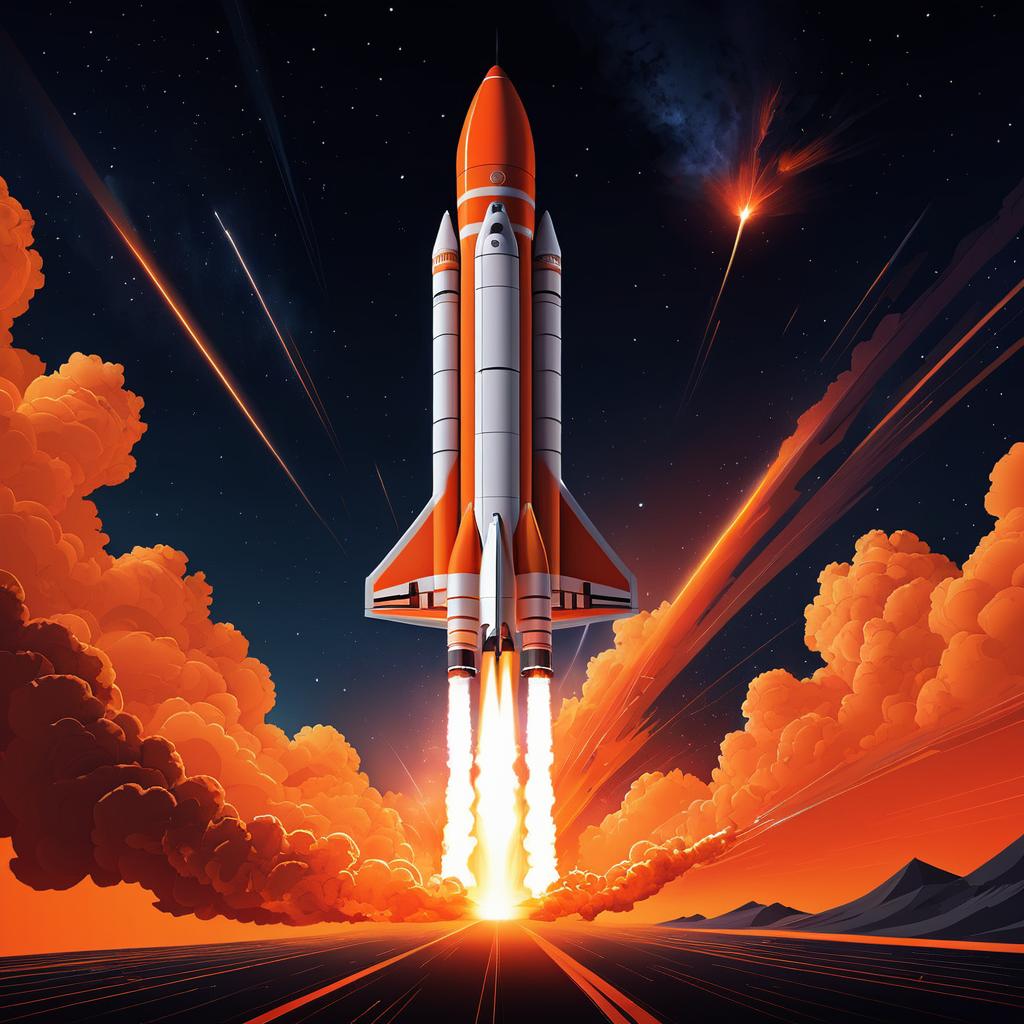 Thrilling Rocket Launch Adventure Illustration