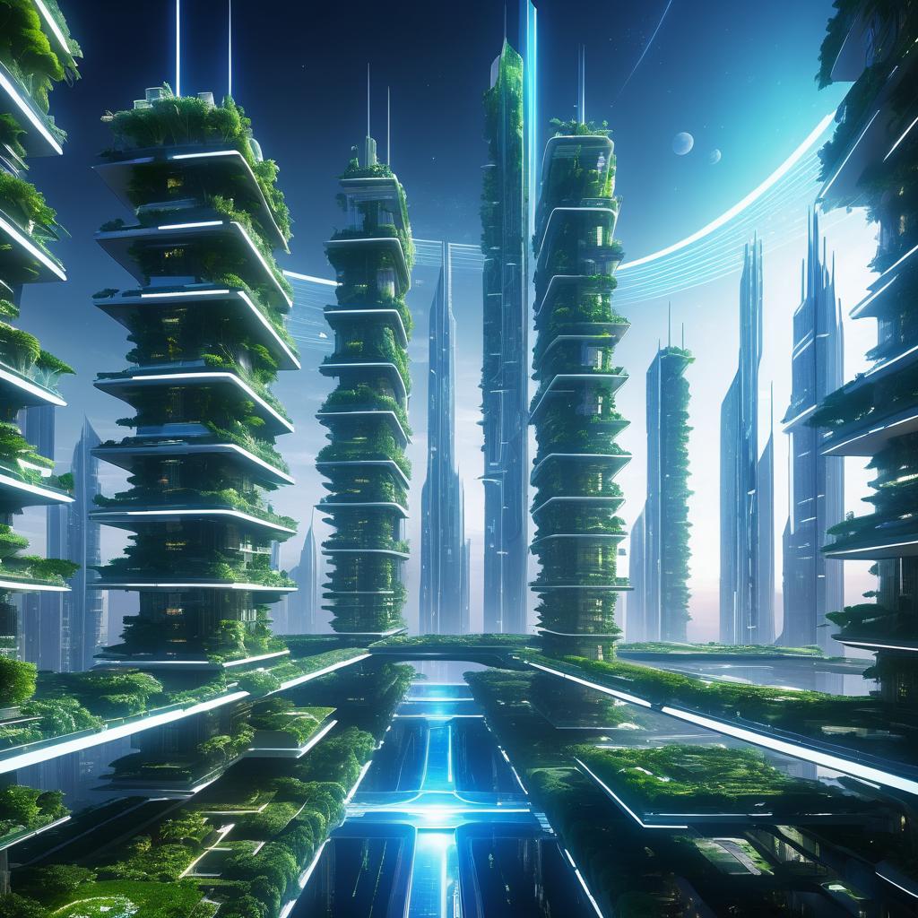 Futuristic Sky City with Vertical Gardens